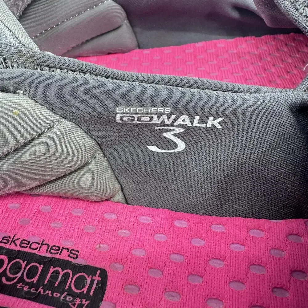 Skechers Go Walk 3‎ Gray Slip On Walking Shoes Womens 7 Goga Mat 13980